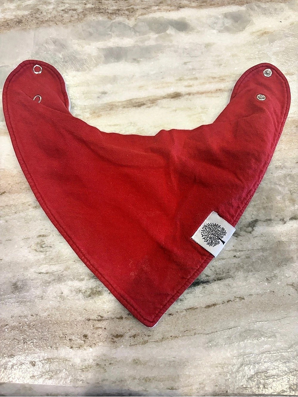 Reversible Baby Bib in Red & White
